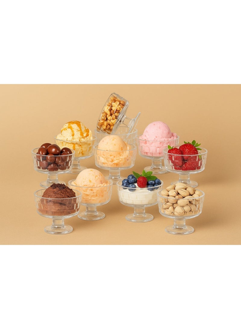 بلينك ماكس طقم أوعية تقديم آيس كريم ومكسرات متعددة الأغراض من الزجاج الشفاف، 12 قطعة، 265 مل - Image 1